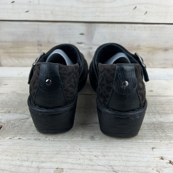 Born Shoes Womens 10 Crown Brown leopard Animal Print Leather Clogs Wedge B64809 - Picture 3 of 15